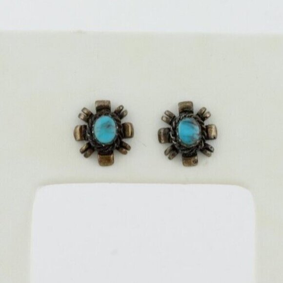 Unbranded Jewelry - Sterling Silver Small Turquoise Earrings Stud Post 1/2" x 3/8"